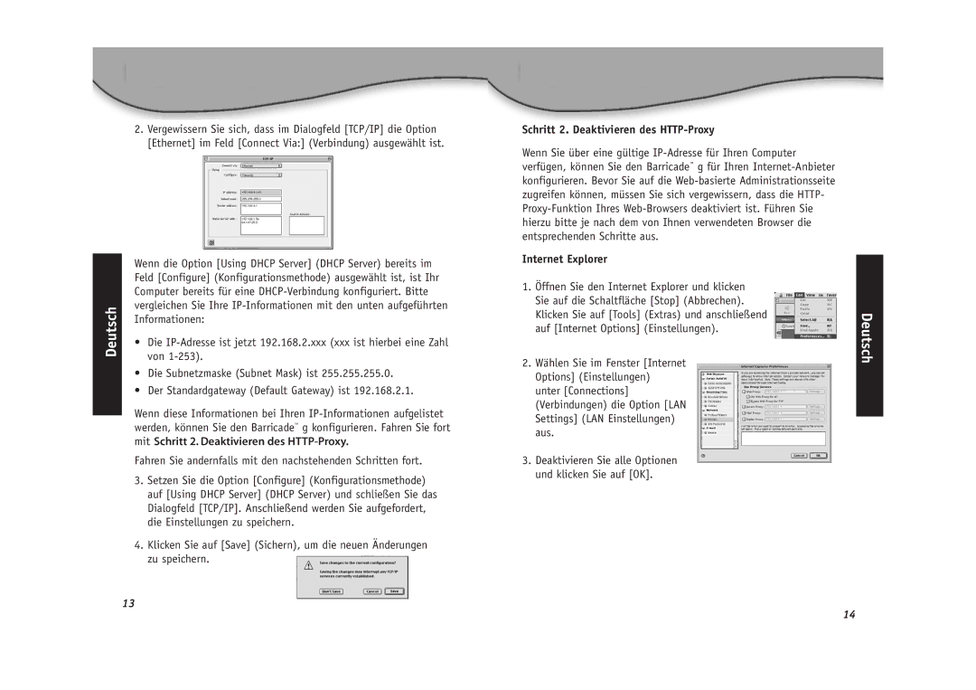 SMC Networks SMC2804WBR installation manual Deutsch, Schritt 2. Deaktivieren des HTTP-Proxy 