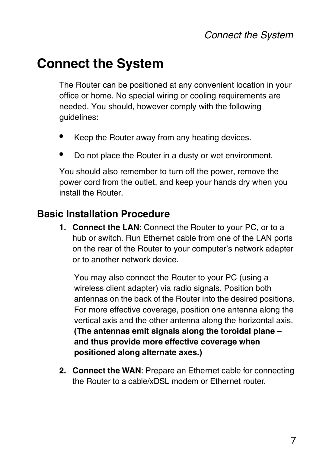 SMC Networks SMC2804WBR38 manual Connect the System, Basic Installation Procedure 