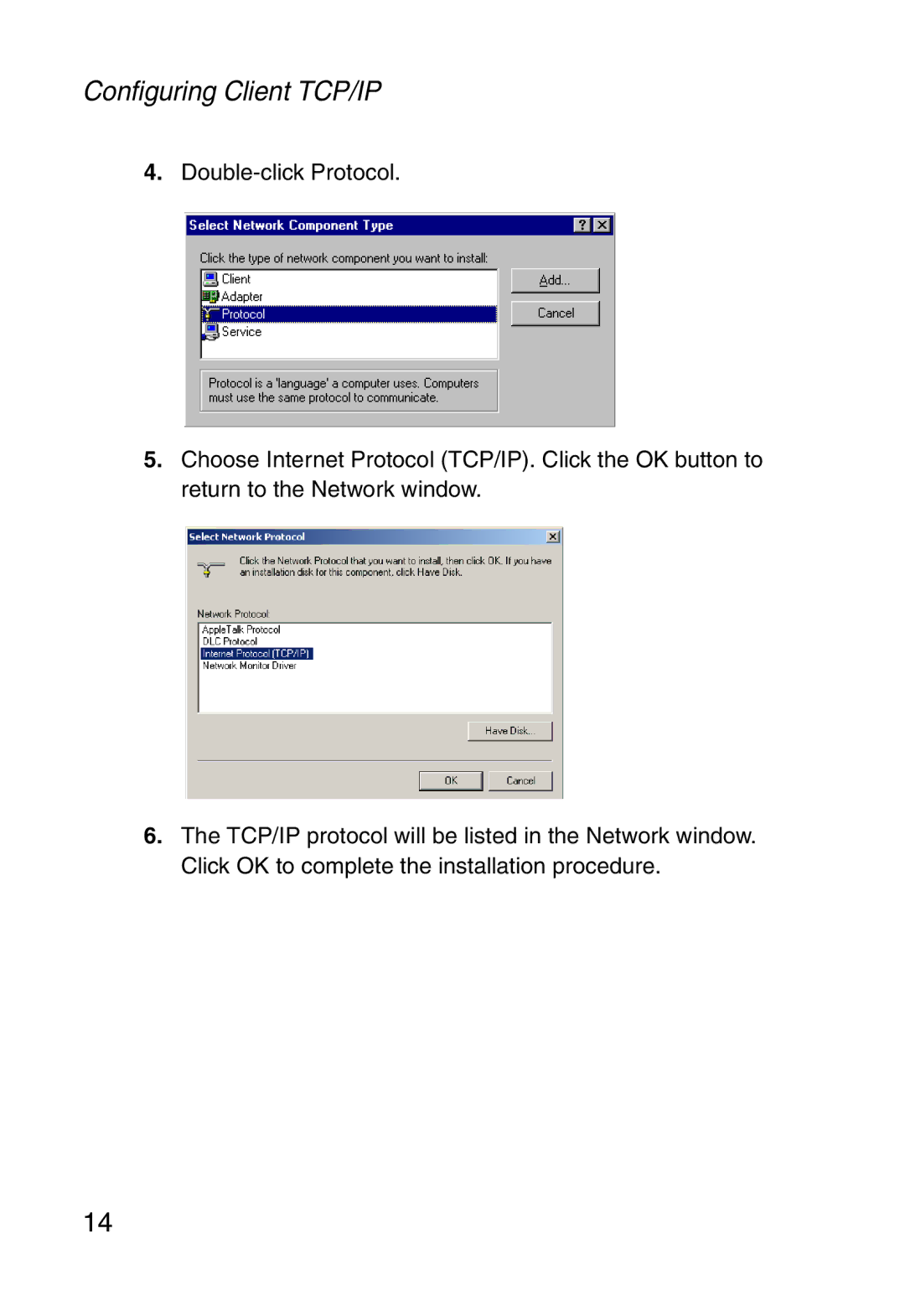 SMC Networks SMC2804WBR38 manual Configuring Client TCP/IP 