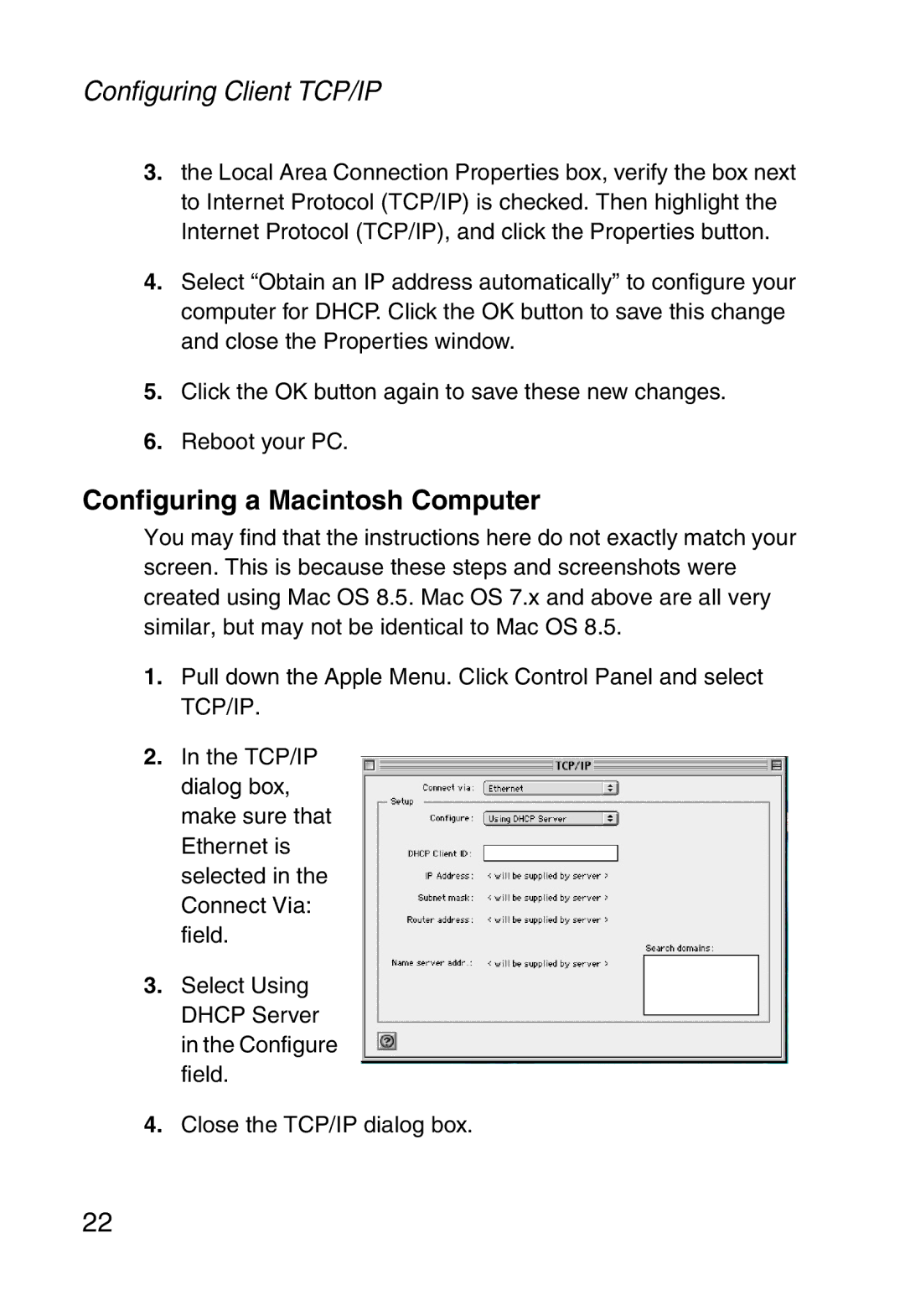 SMC Networks SMC2804WBR38 manual Configuring a Macintosh Computer 