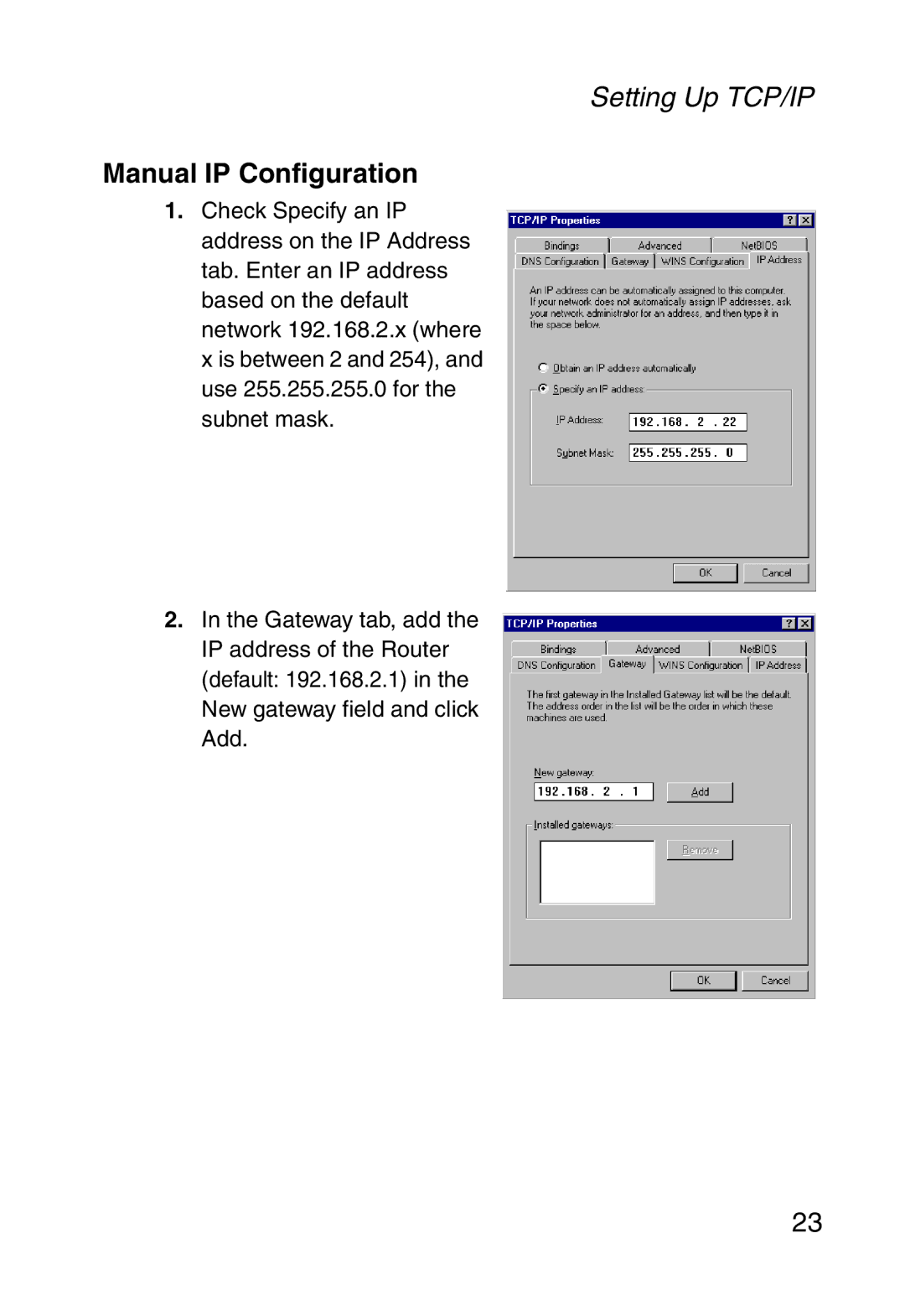 SMC Networks SMC2804WBR38 manual Manual IP Configuration 