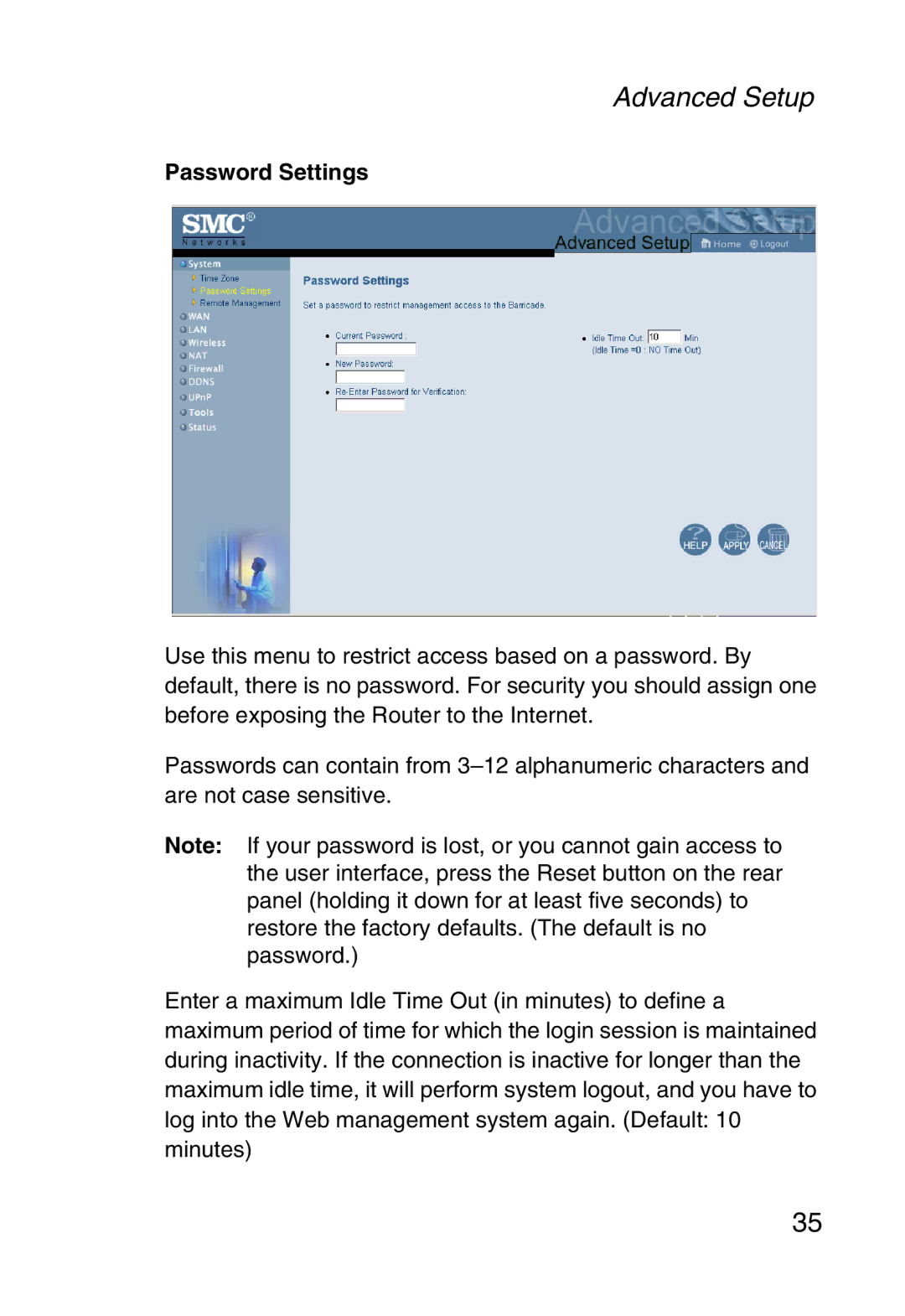 SMC Networks SMC2804WBR38 manual Password Settings 