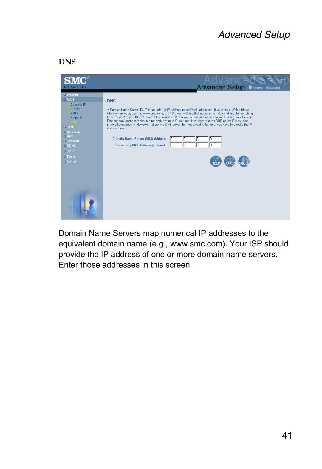 SMC Networks SMC2804WBR38 manual Dns 