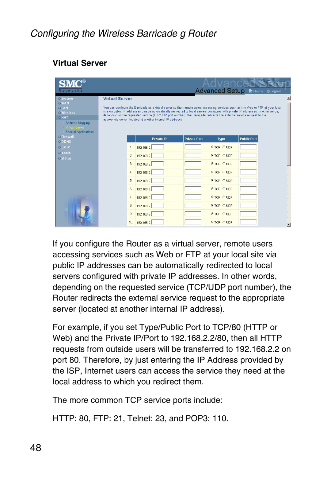 SMC Networks SMC2804WBR38 manual Virtual Server 