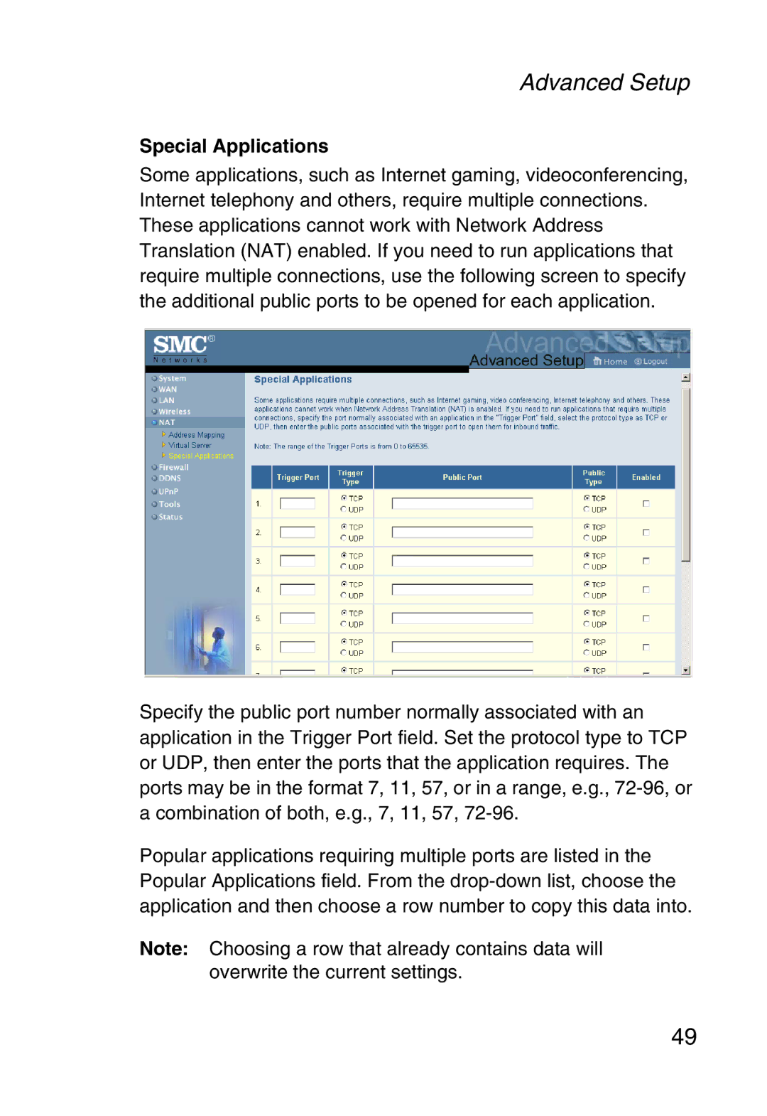 SMC Networks SMC2804WBR38 manual Special Applications 