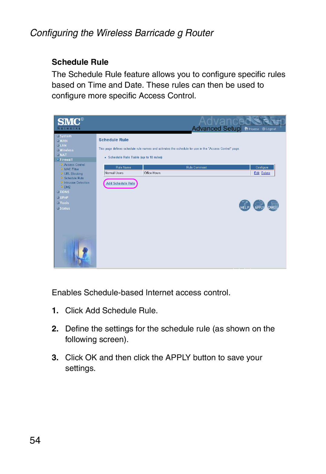 SMC Networks SMC2804WBR38 manual Schedule Rule 