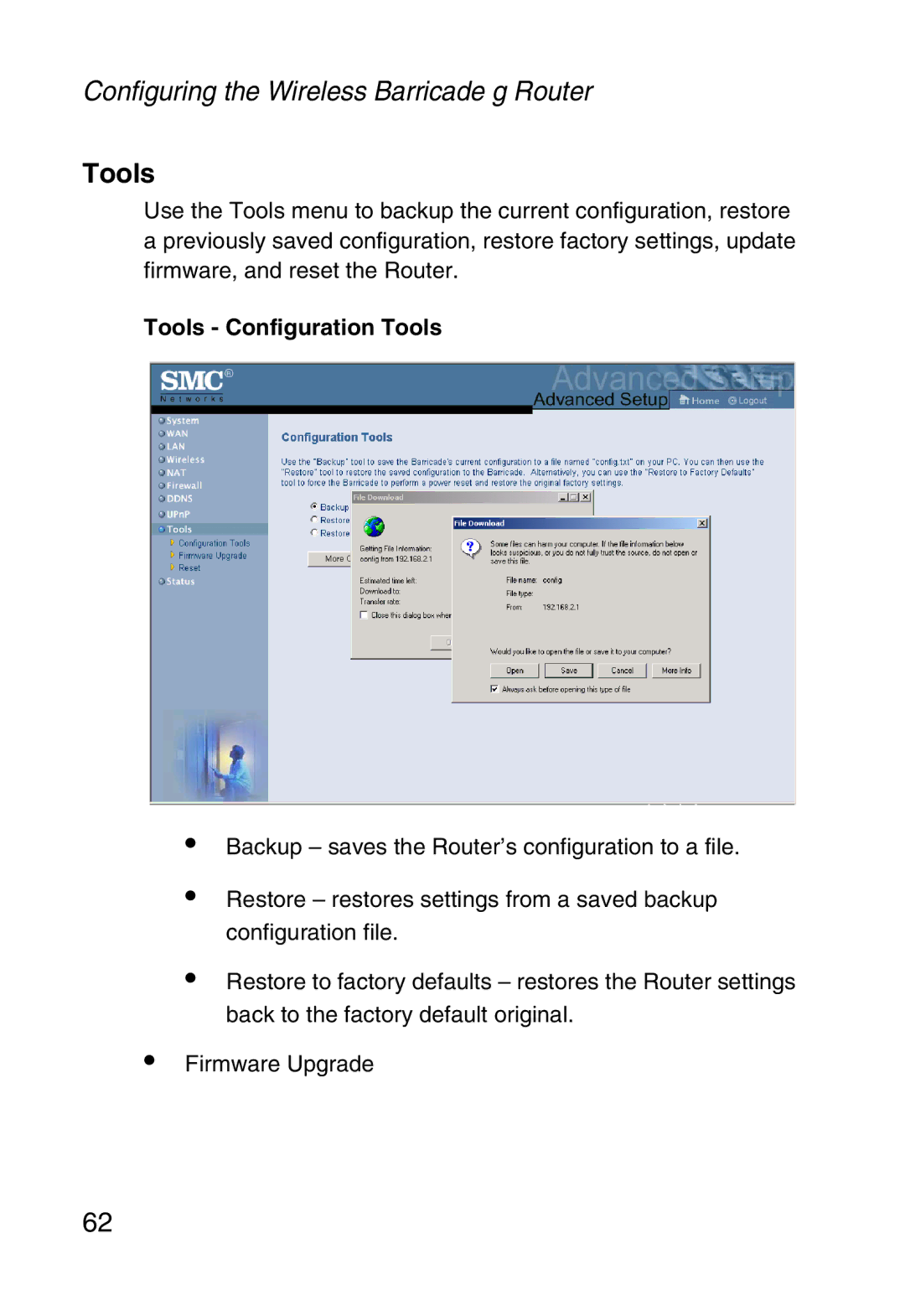 SMC Networks SMC2804WBR38 manual Tools Configuration Tools 