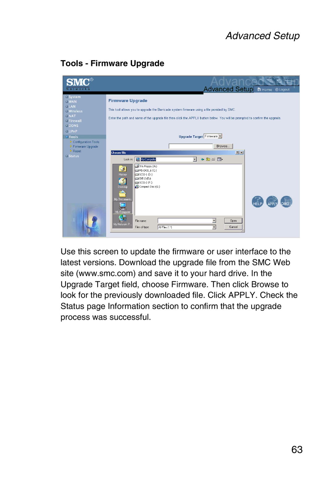 SMC Networks SMC2804WBR38 manual Tools Firmware Upgrade 