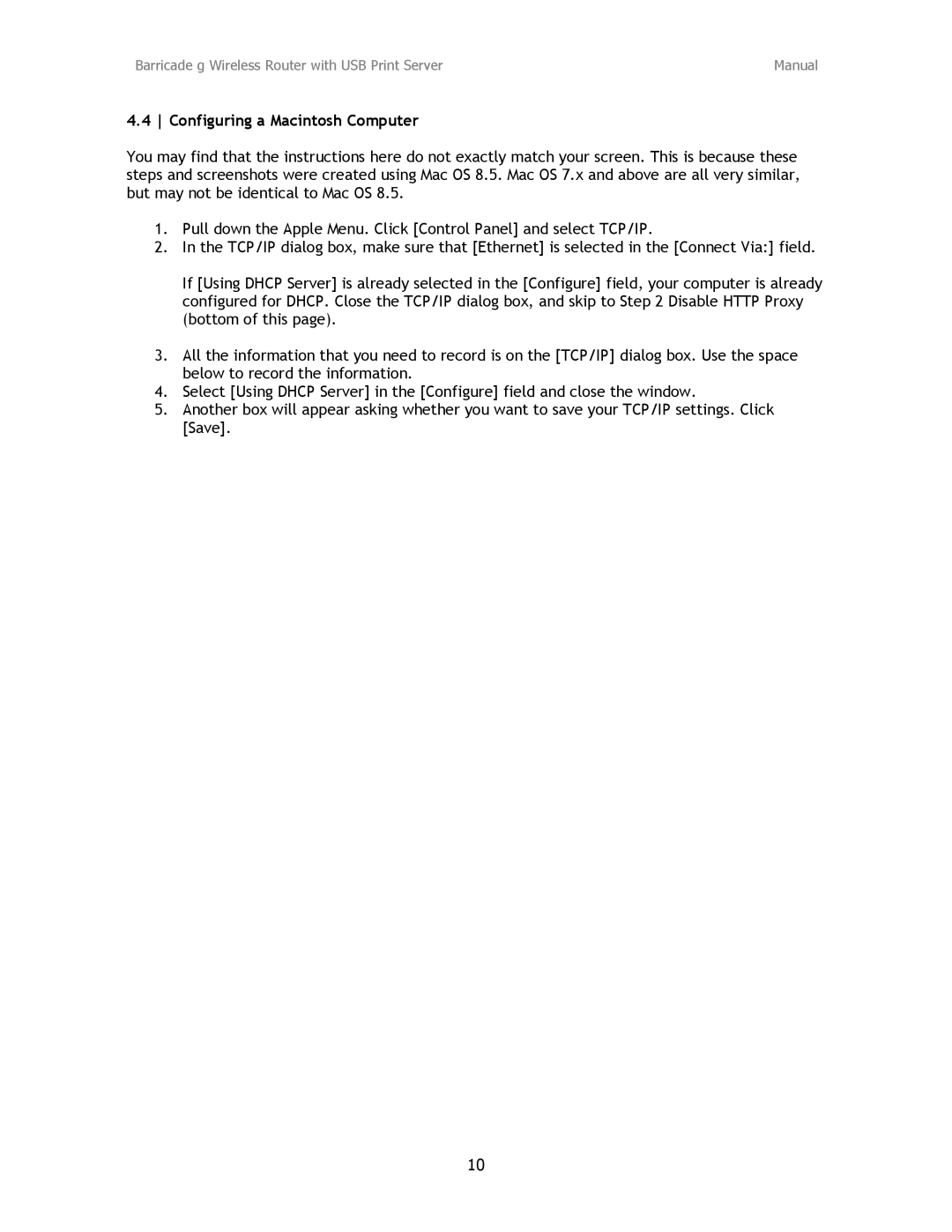 SMC Networks SMC2804WBRP-G manual Configuring a Macintosh Computer 