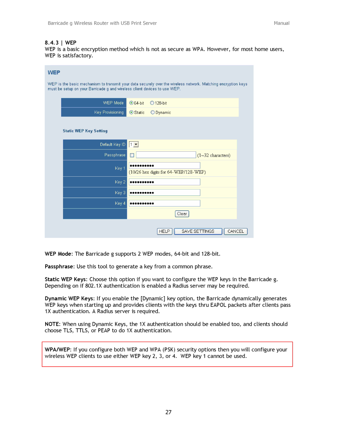 SMC Networks SMC2804WBRP-G manual Wep 