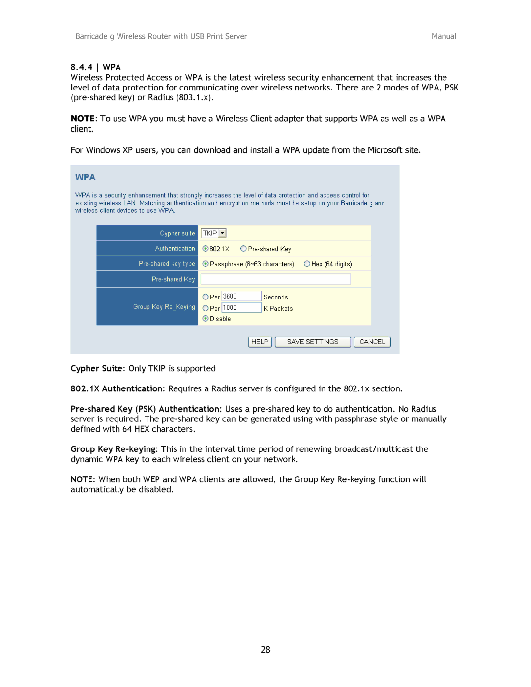 SMC Networks SMC2804WBRP-G manual Wpa 