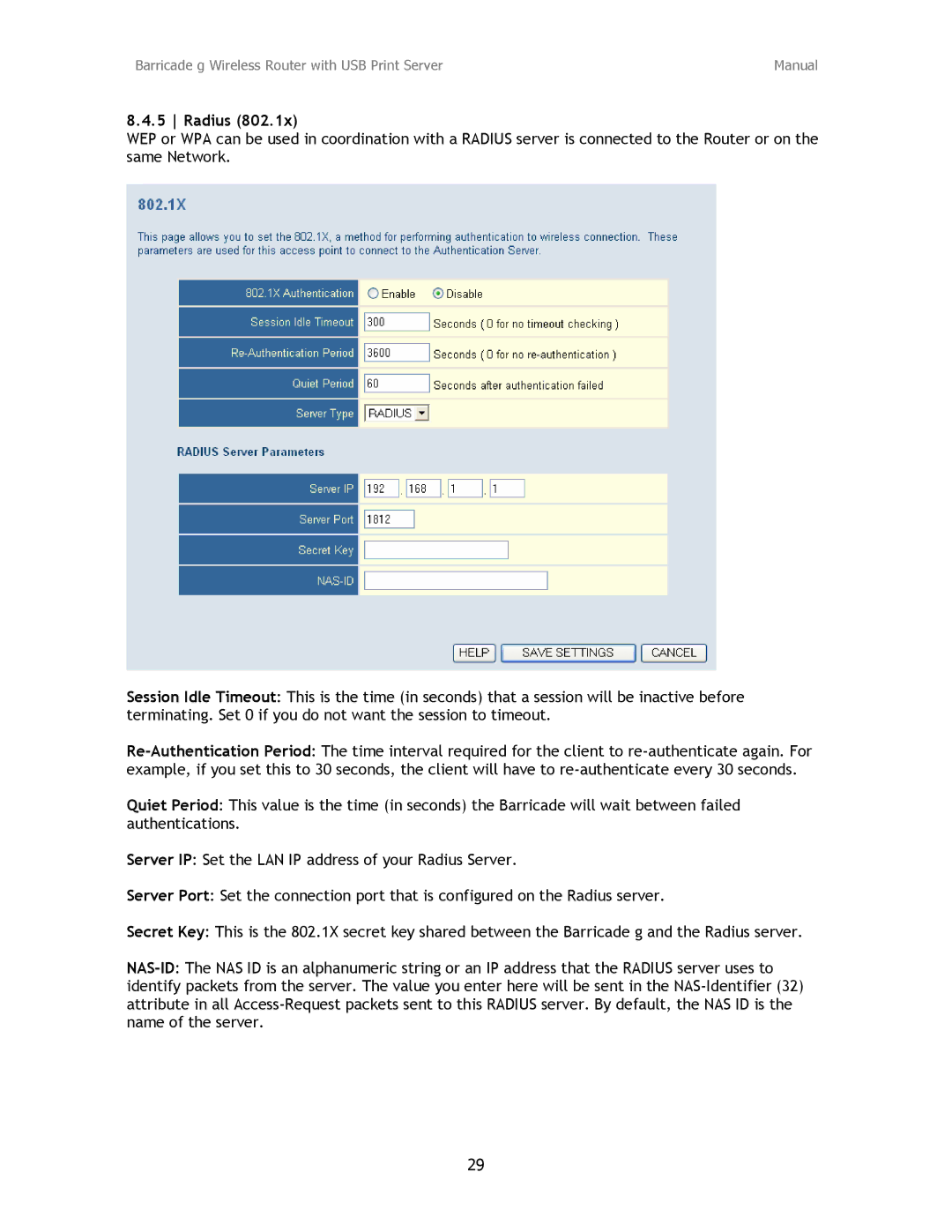 SMC Networks SMC2804WBRP-G manual Radius 