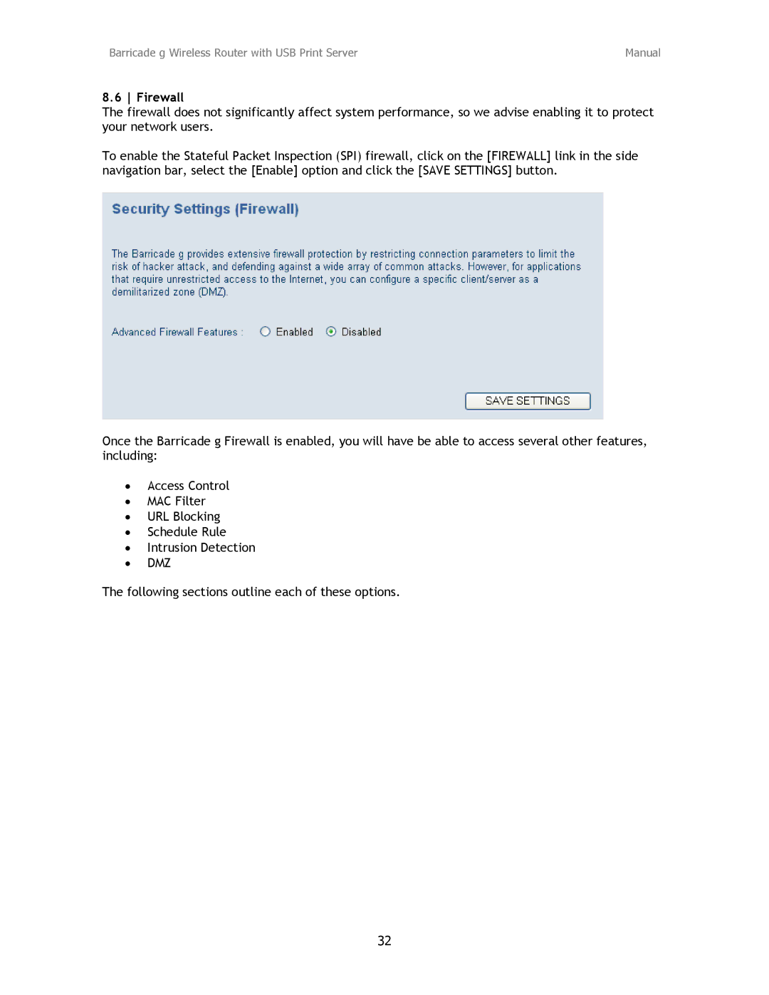 SMC Networks SMC2804WBRP-G manual Firewall, Dmz 