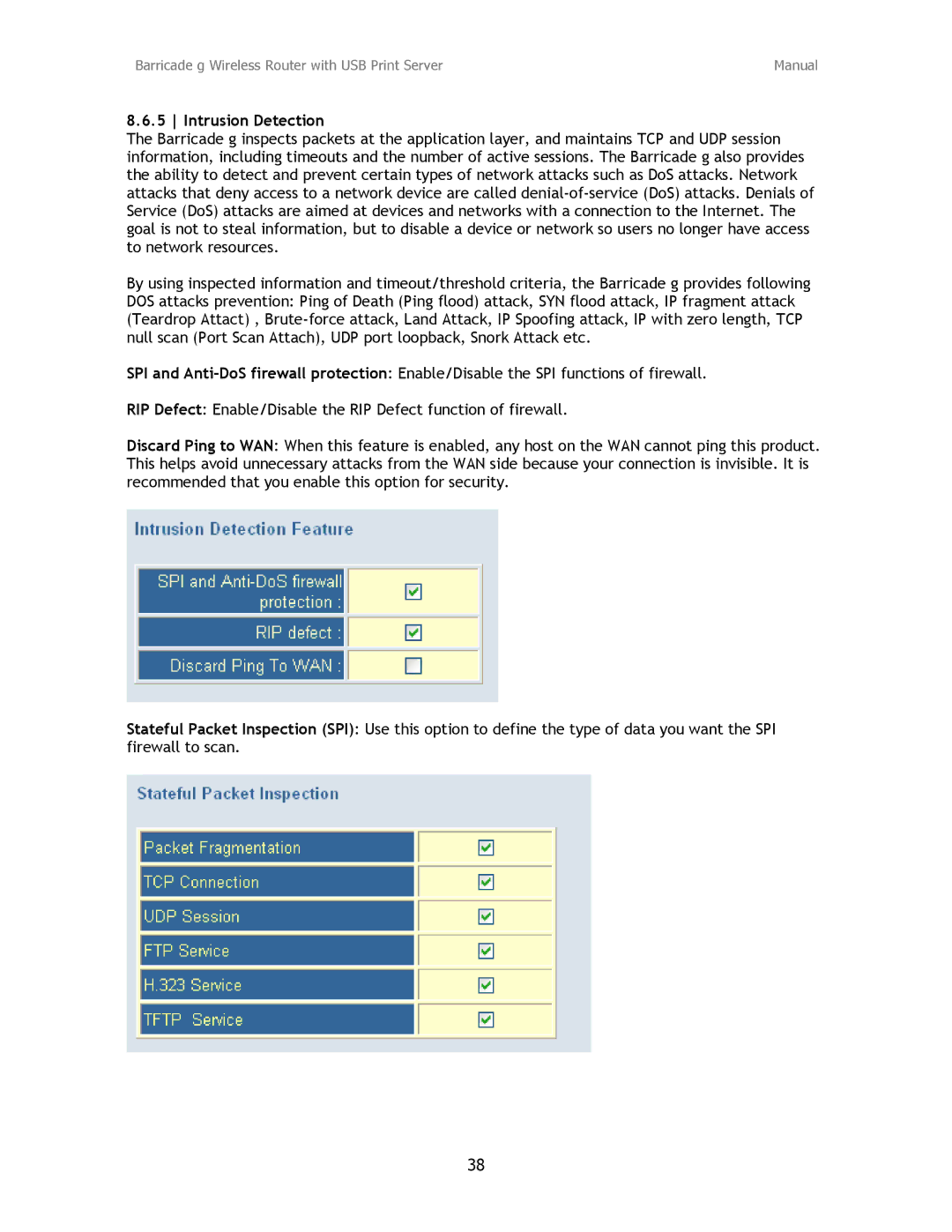 SMC Networks SMC2804WBRP-G manual Intrusion Detection 