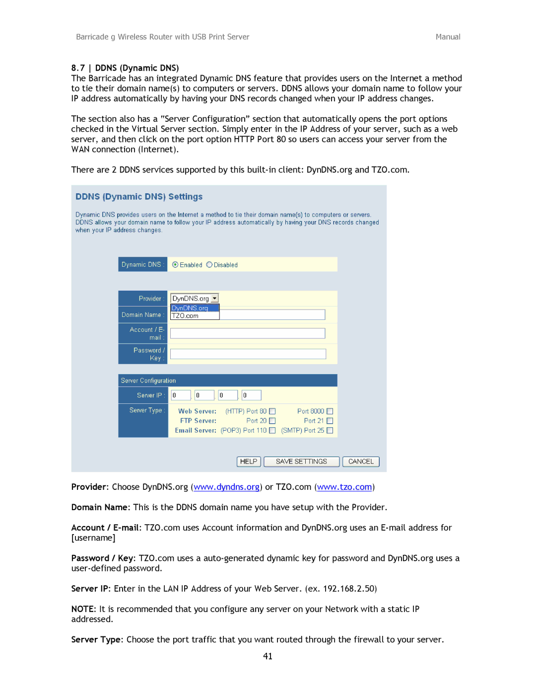 SMC Networks SMC2804WBRP-G manual Ddns Dynamic DNS 