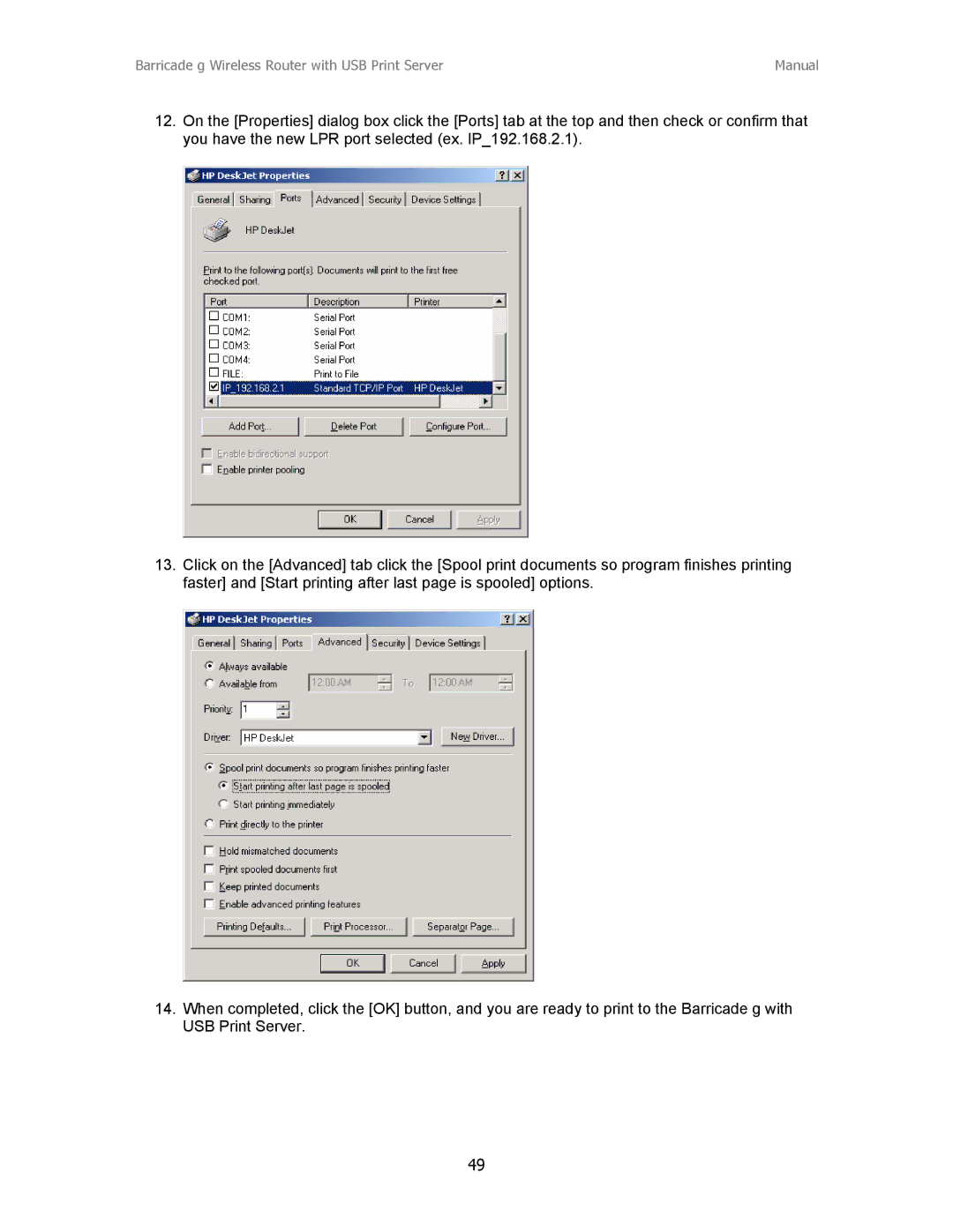 SMC Networks SMC2804WBRP-G manual Barricade g Wireless Router with USB Print Server Manual 