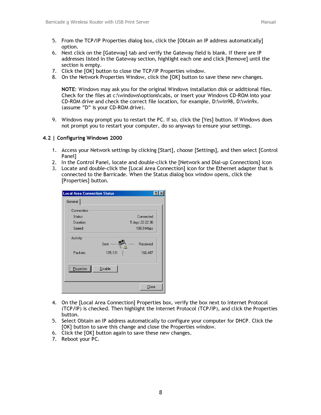 SMC Networks SMC2804WBRP-G manual Configuring Windows 