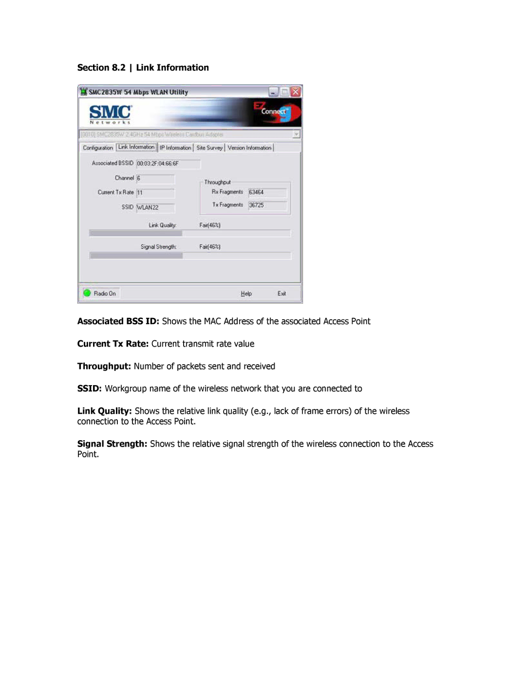 SMC Networks SMC2835W manual Link Information 