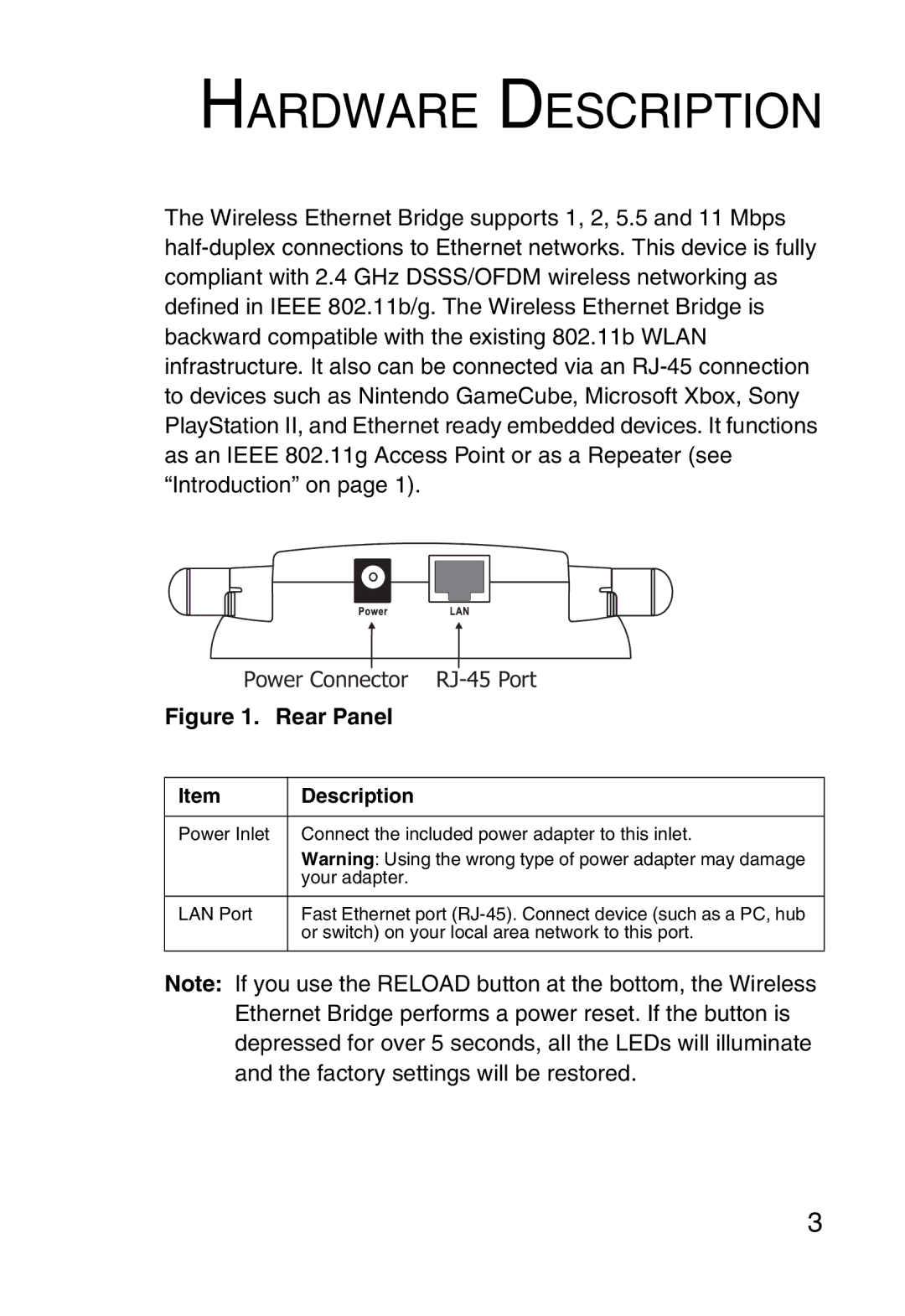 SMC Networks SMC2870W manual Hardware Description, Rear Panel 