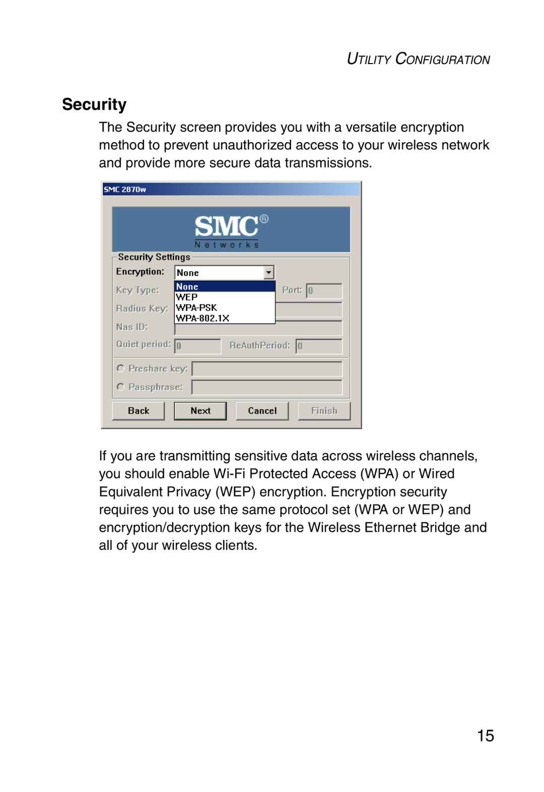 SMC Networks SMC2870W manual Security 