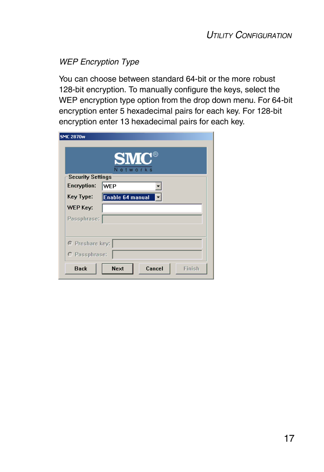 SMC Networks SMC2870W manual WEP Encryption Type 