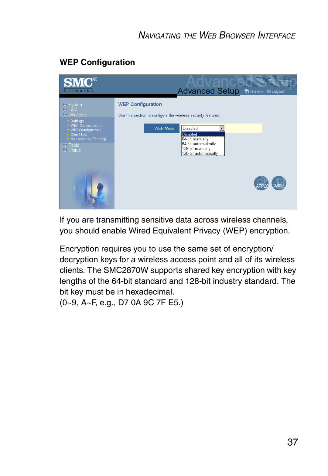 SMC Networks SMC2870W manual WEP Configuration 