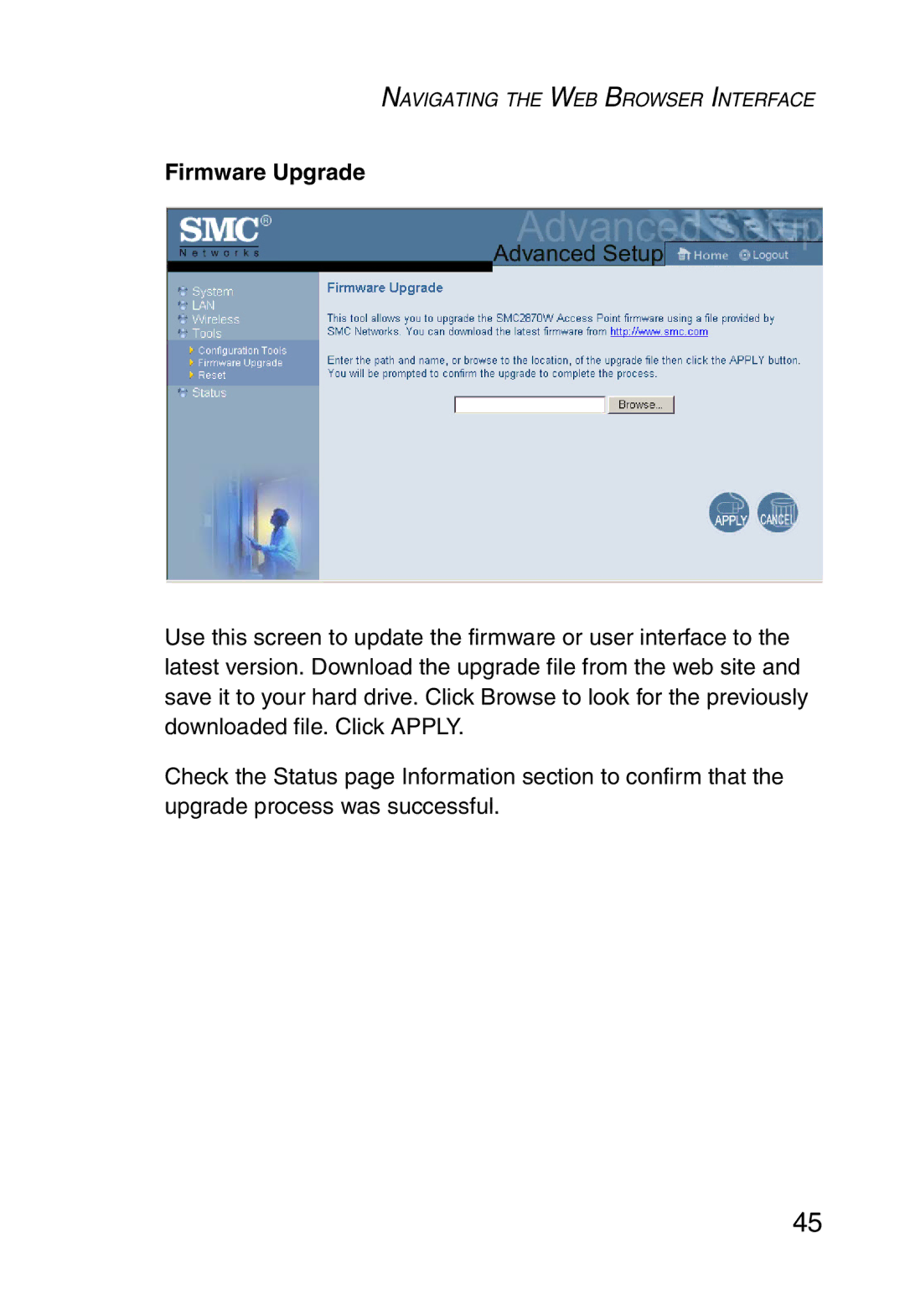 SMC Networks SMC2870W manual Firmware Upgrade 