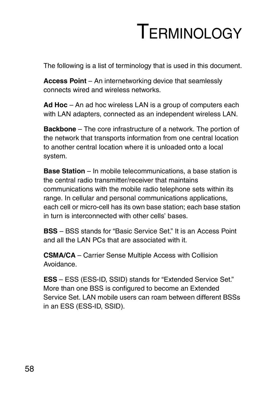 SMC Networks SMC2870W manual Terminology 