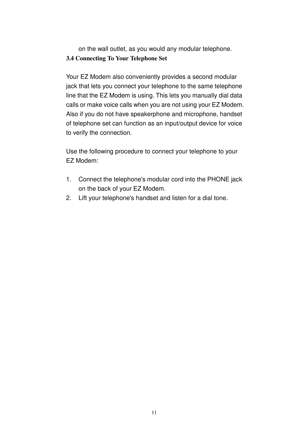 SMC Networks SMC3056EM manual Connecting To Your Telephone Set 