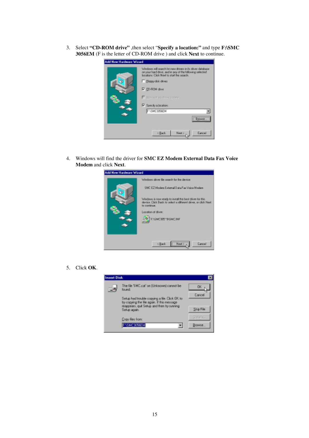 SMC Networks SMC3056EM manual Click OK 