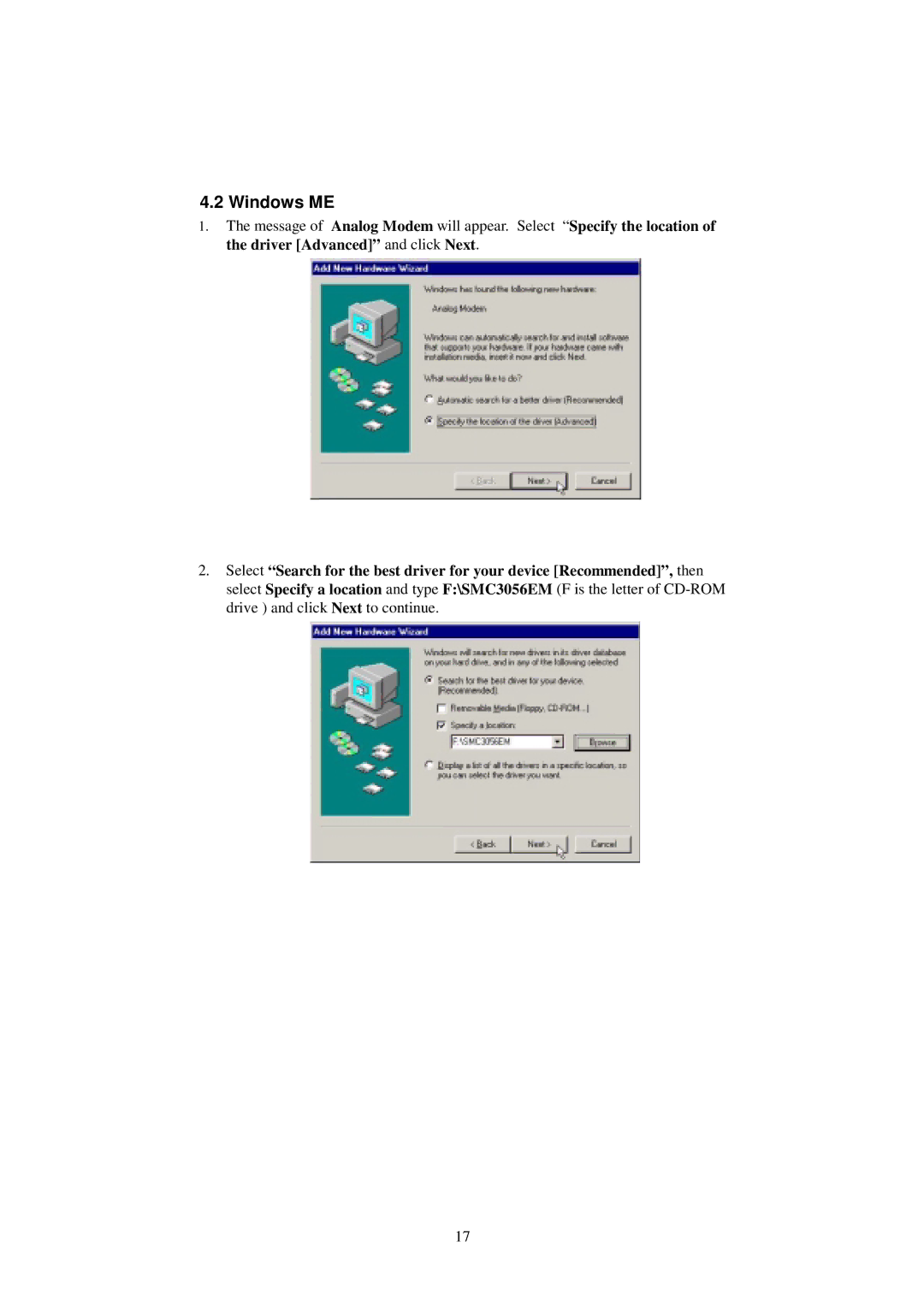 SMC Networks SMC3056EM manual Windows ME 