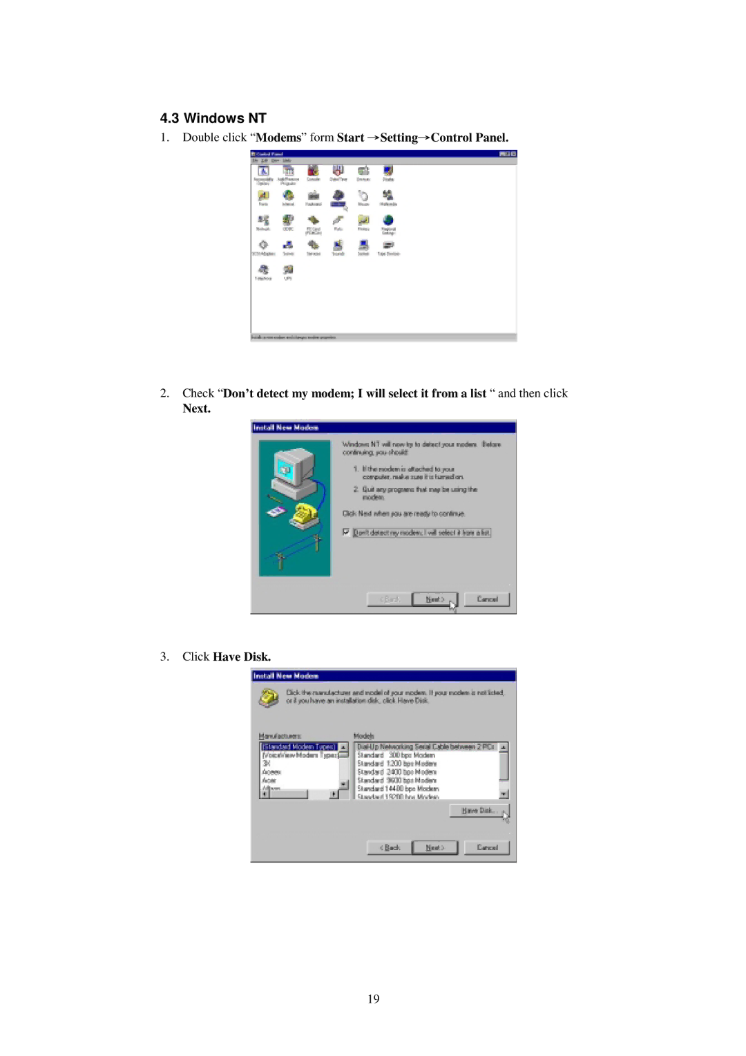 SMC Networks SMC3056EM manual Windows NT 