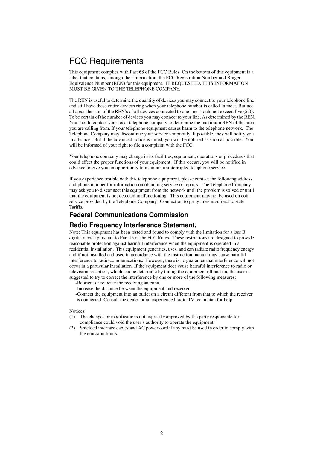 SMC Networks SMC3056EM manual FCC Requirements 