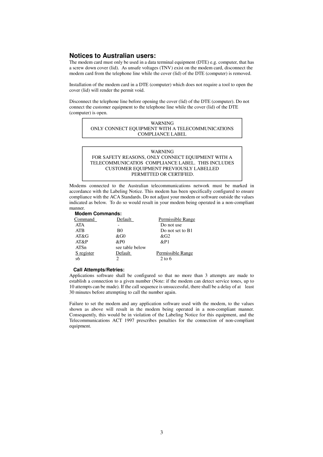 SMC Networks SMC3056EM manual Modem Commands 