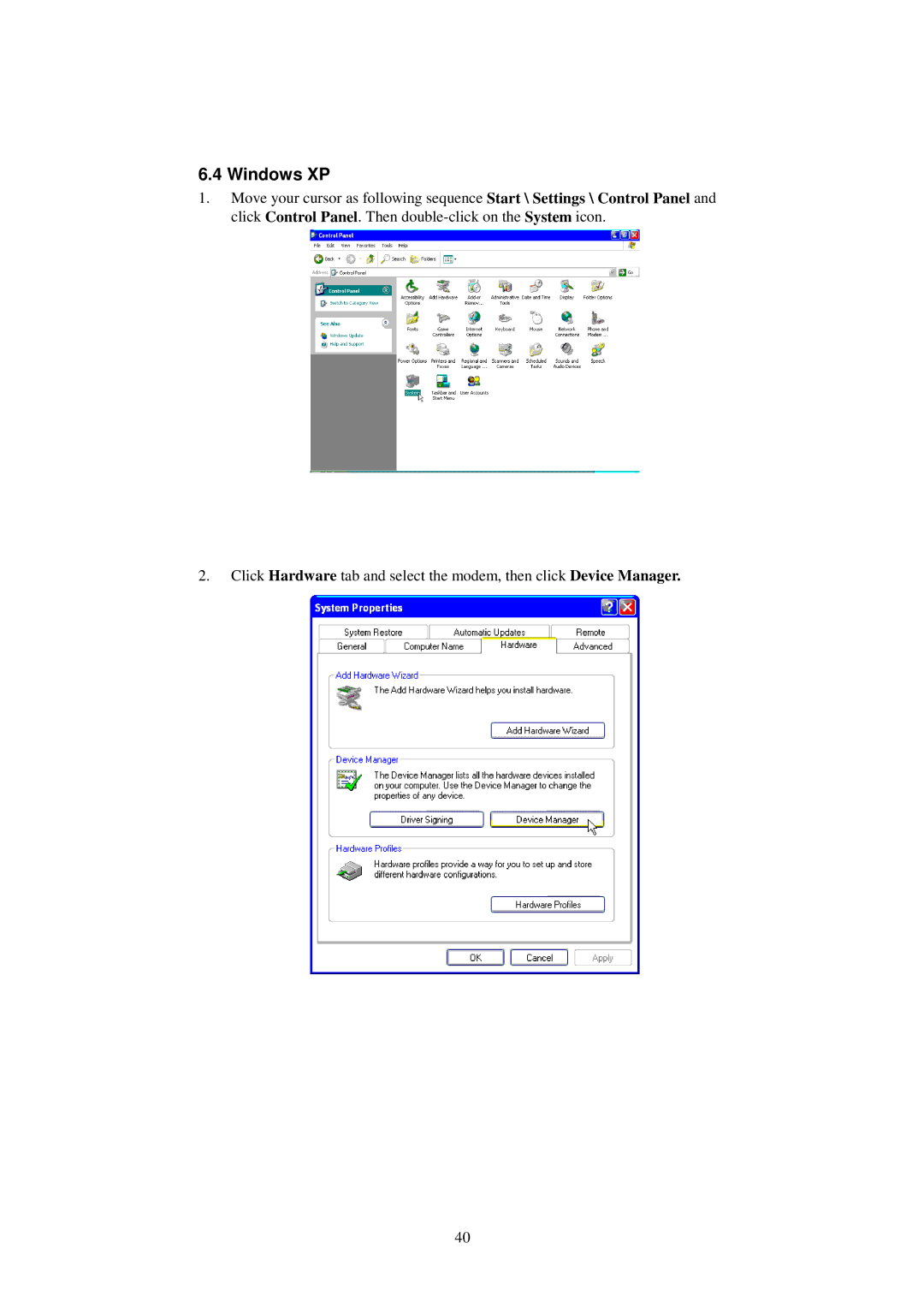 SMC Networks SMC3056EM manual Windows XP 