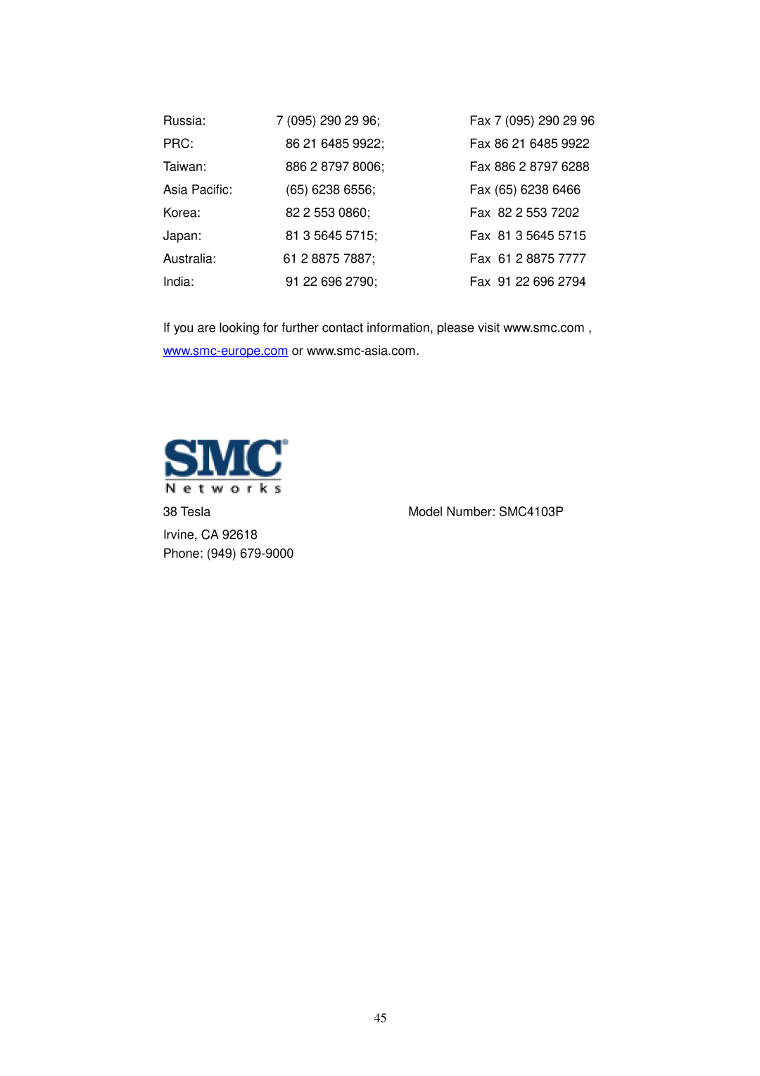 SMC Networks SMC3056EM manual Prc 