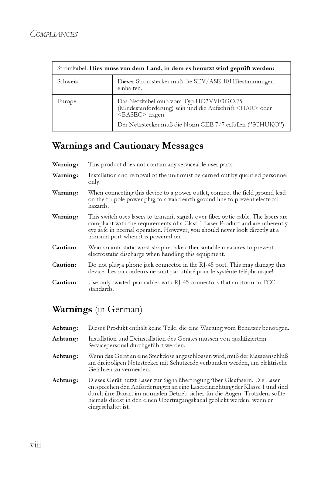 SMC Networks SMC6128L2 manual Viii 