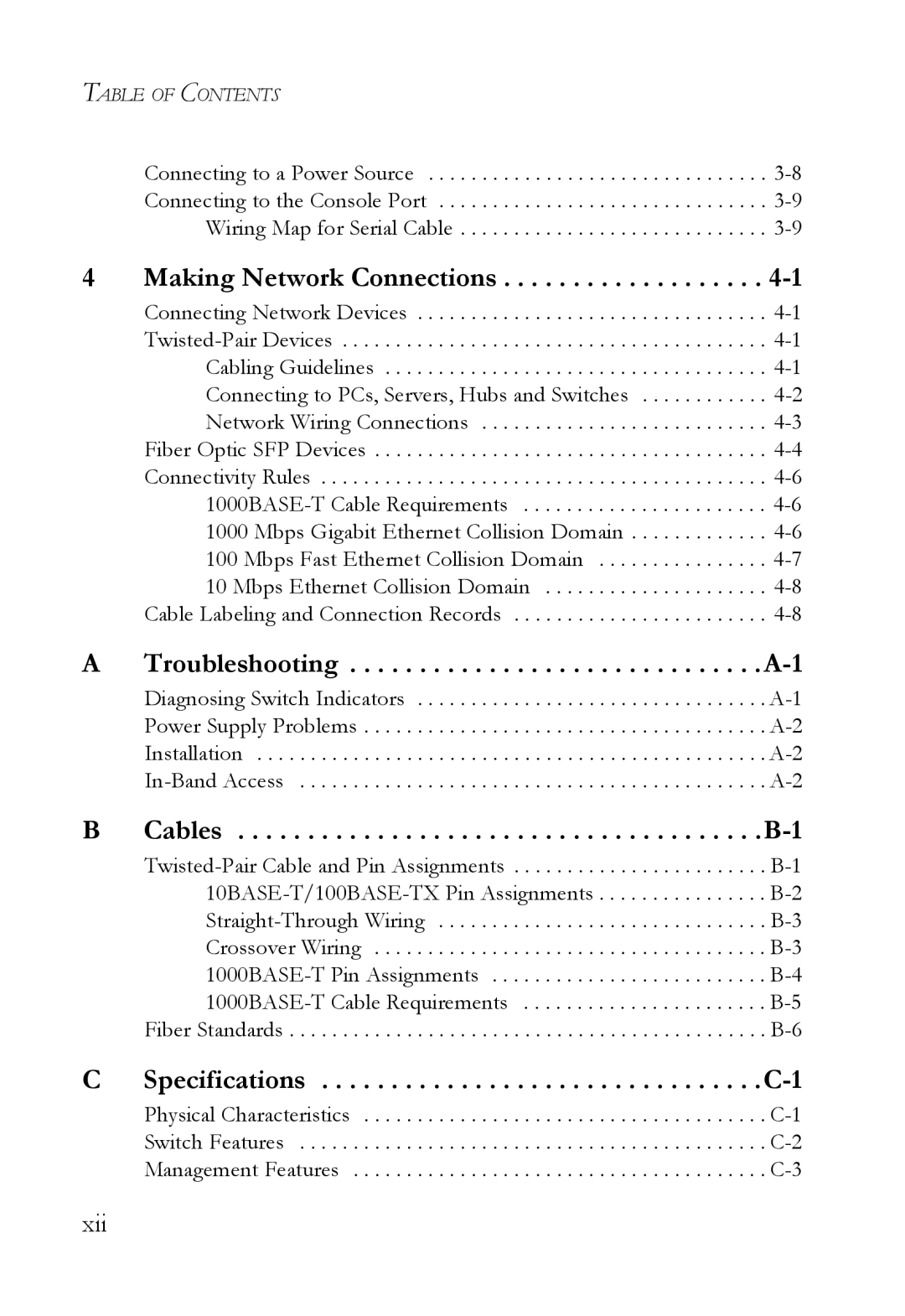 SMC Networks SMC6128L2 manual Making Network Connections, Xii 