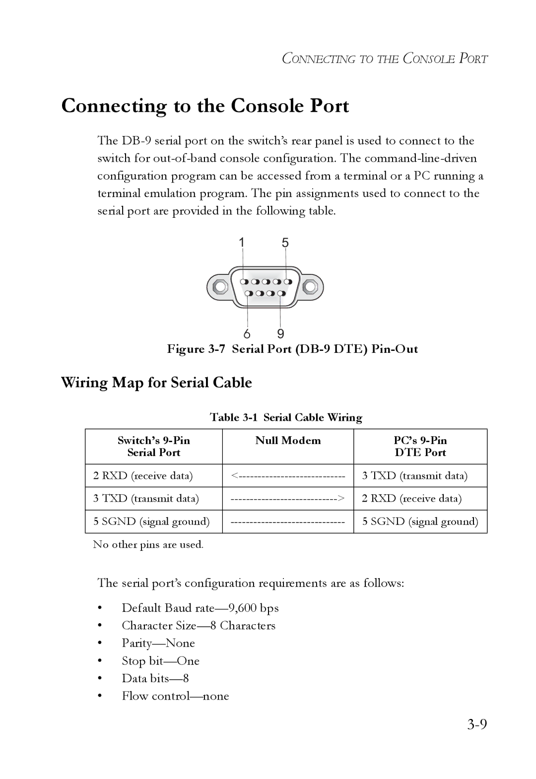 SMC Networks SMC6128L2 manual Connecting to the Console Port, Wiring Map for Serial Cable 