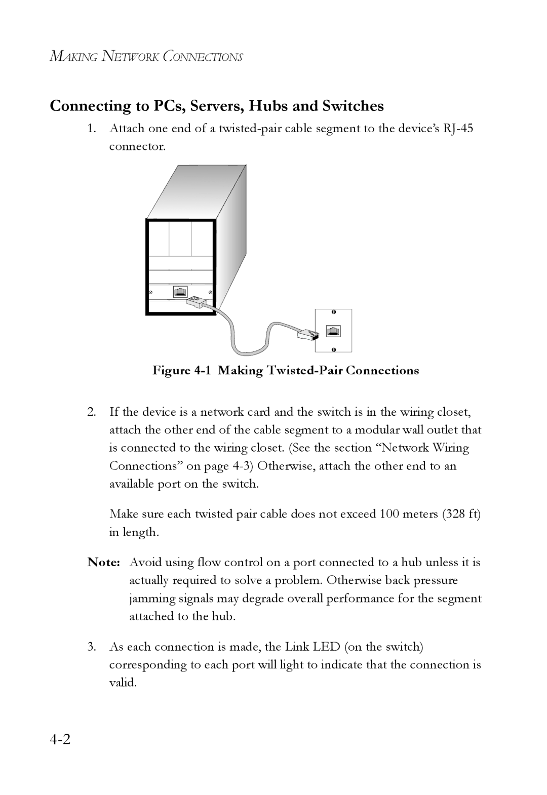 SMC Networks SMC6128L2 manual Connecting to PCs, Servers, Hubs and Switches, Making Twisted-Pair Connections 