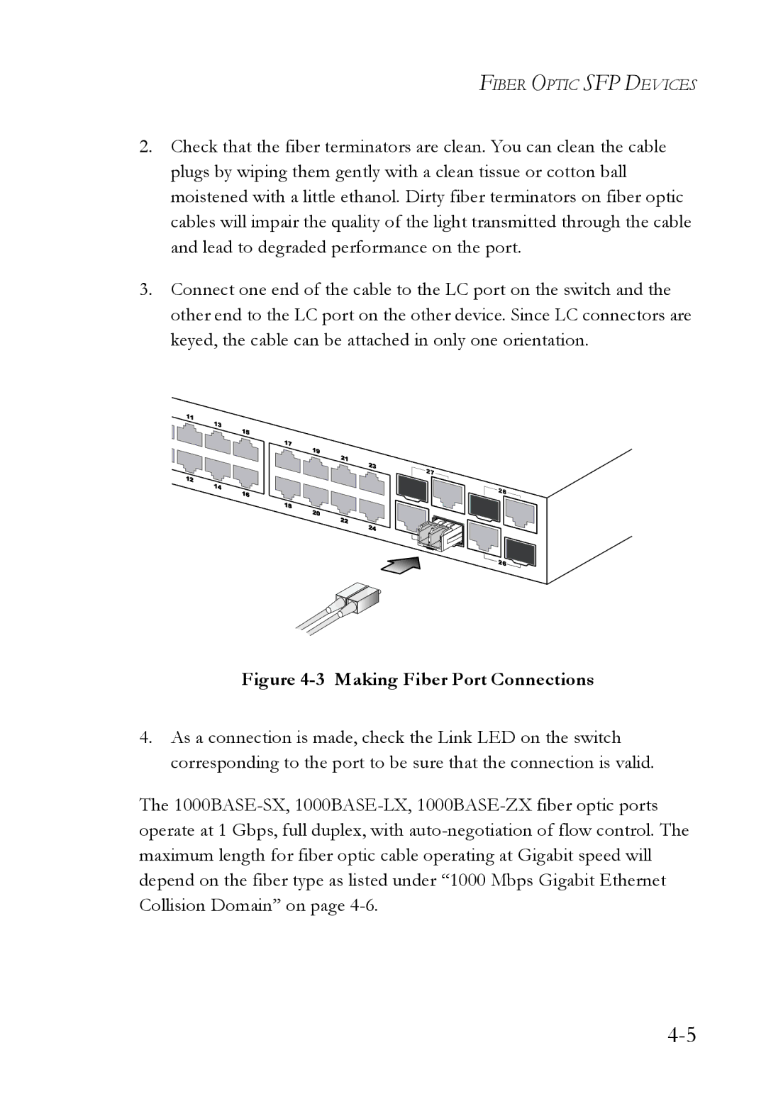 SMC Networks SMC6128L2 manual Making Fiber Port Connections 