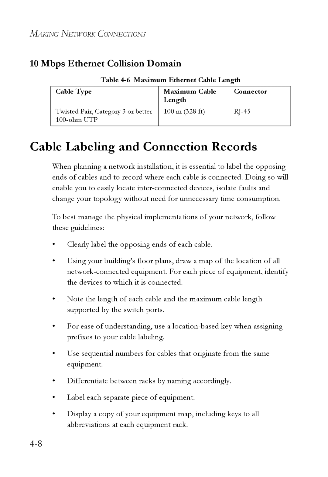 SMC Networks SMC6128L2 manual Cable Labeling and Connection Records, Mbps Ethernet Collision Domain 