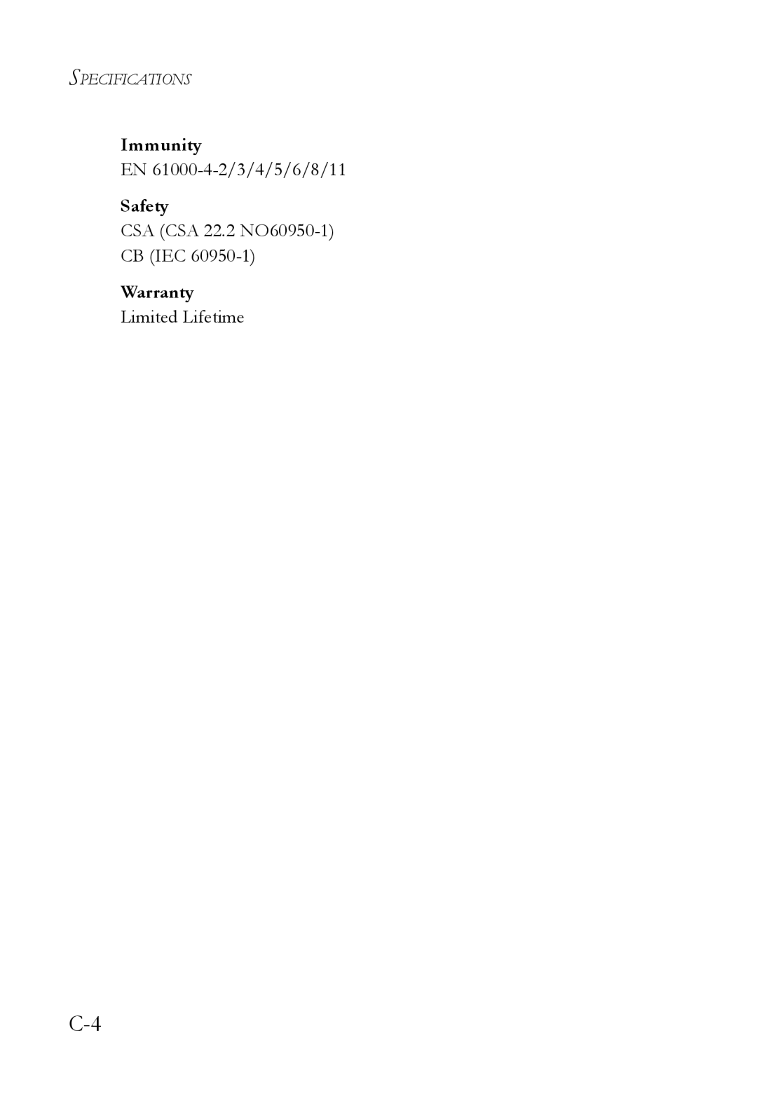 SMC Networks SMC6128L2 manual Immunity, Safety, Warranty 