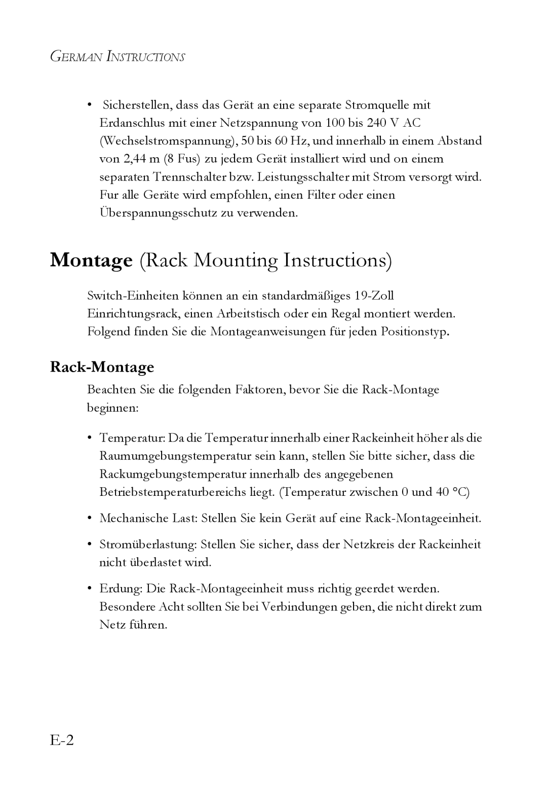 SMC Networks SMC6128L2 manual Montage Rack Mounting Instructions, Rack-Montage 