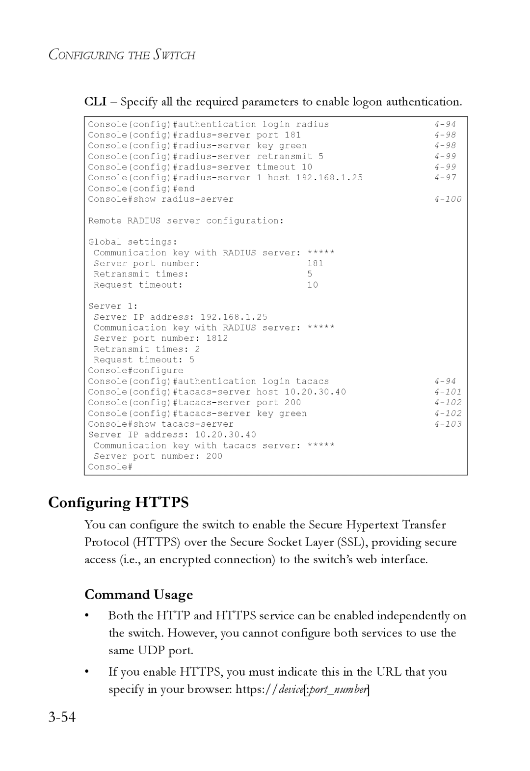 SMC Networks SMC6224M manual Configuring Https, 100 