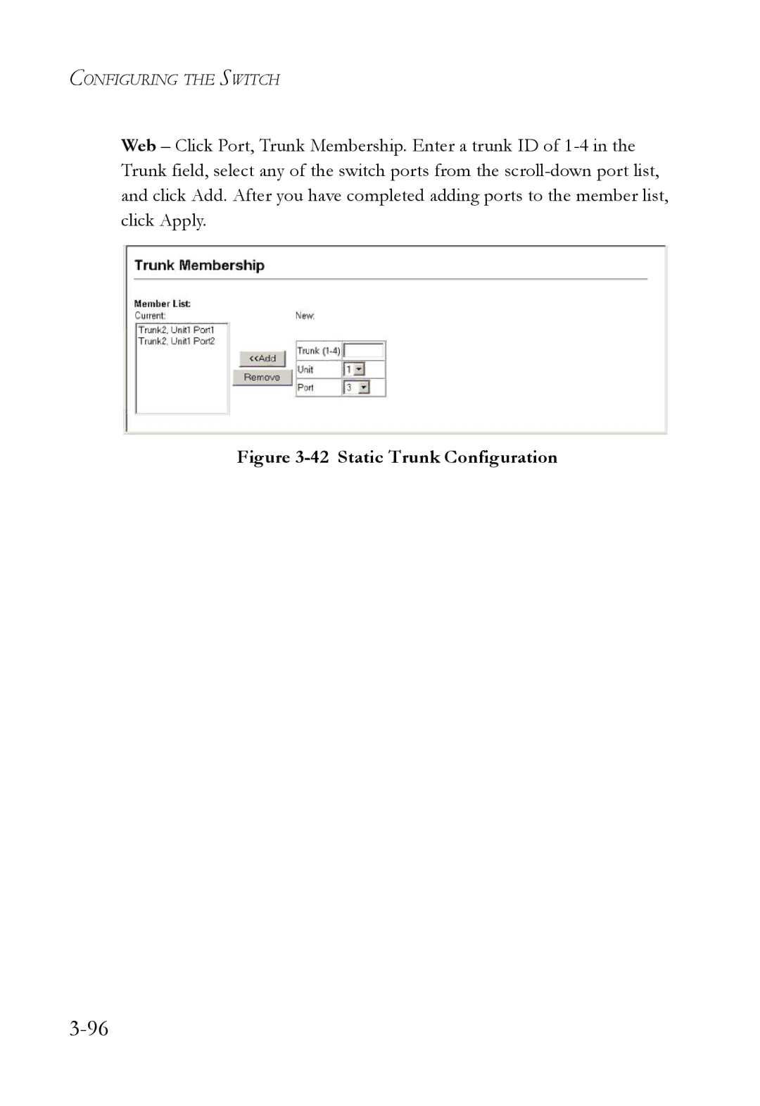 SMC Networks SMC6224M manual Static Trunk Configuration 