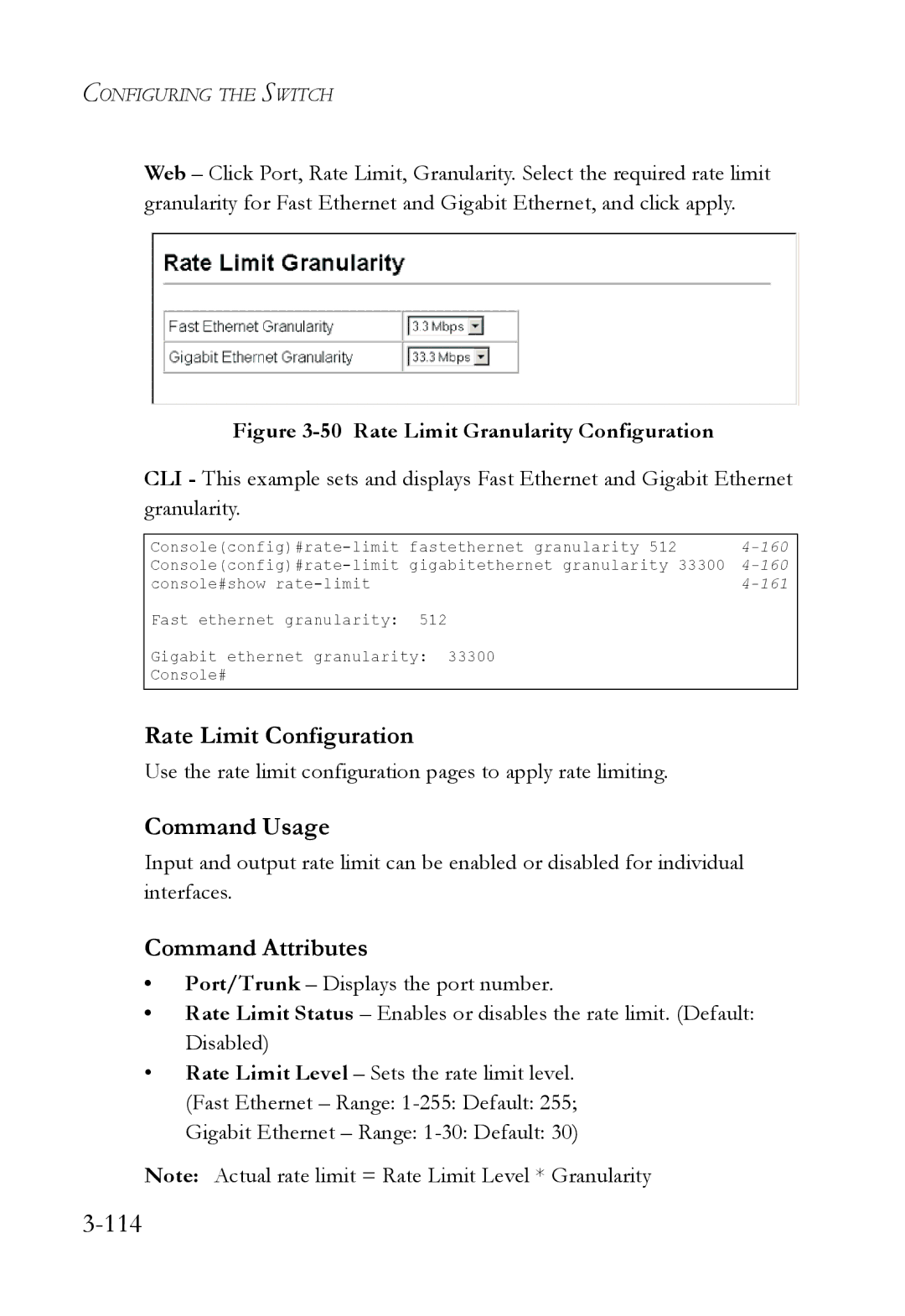 SMC Networks SMC6224M manual 114, Rate Limit Configuration 