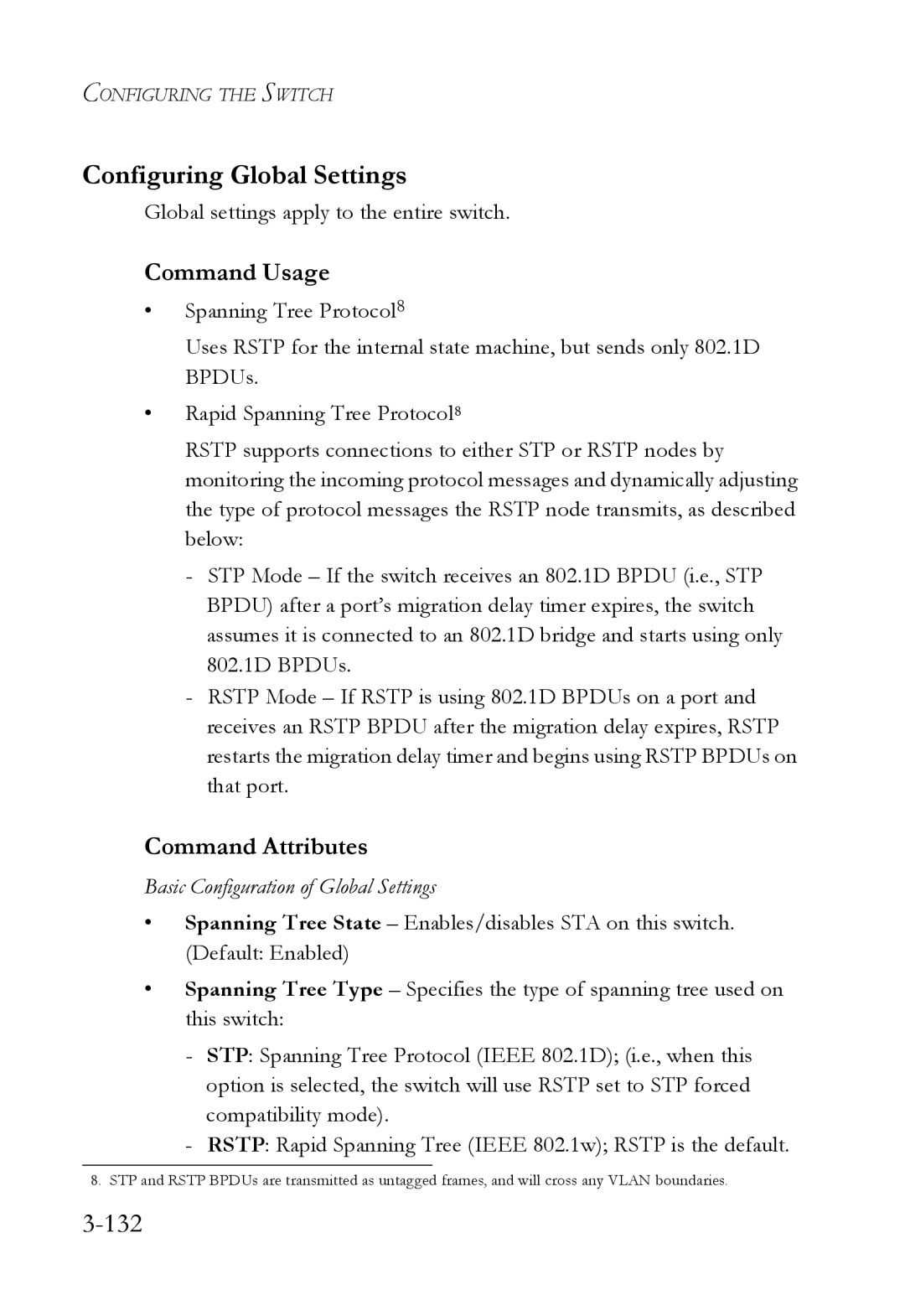 SMC Networks SMC6224M manual Configuring Global Settings, 132, Global settings apply to the entire switch 