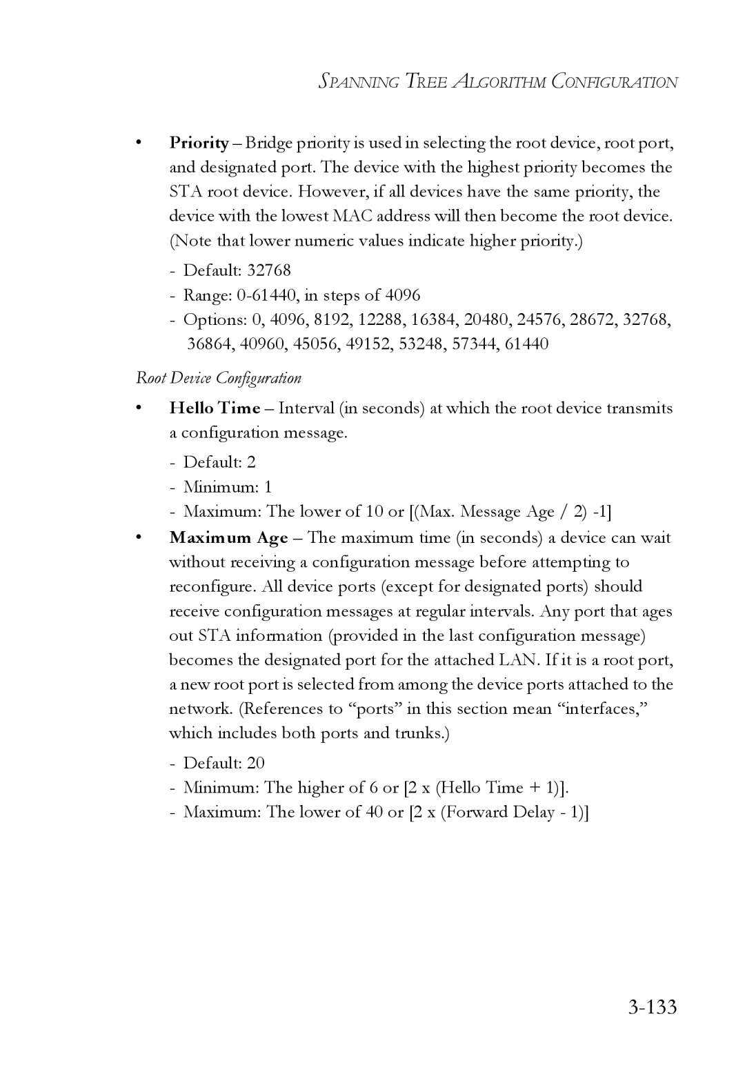 SMC Networks SMC6224M manual 133, Root Device Configuration 