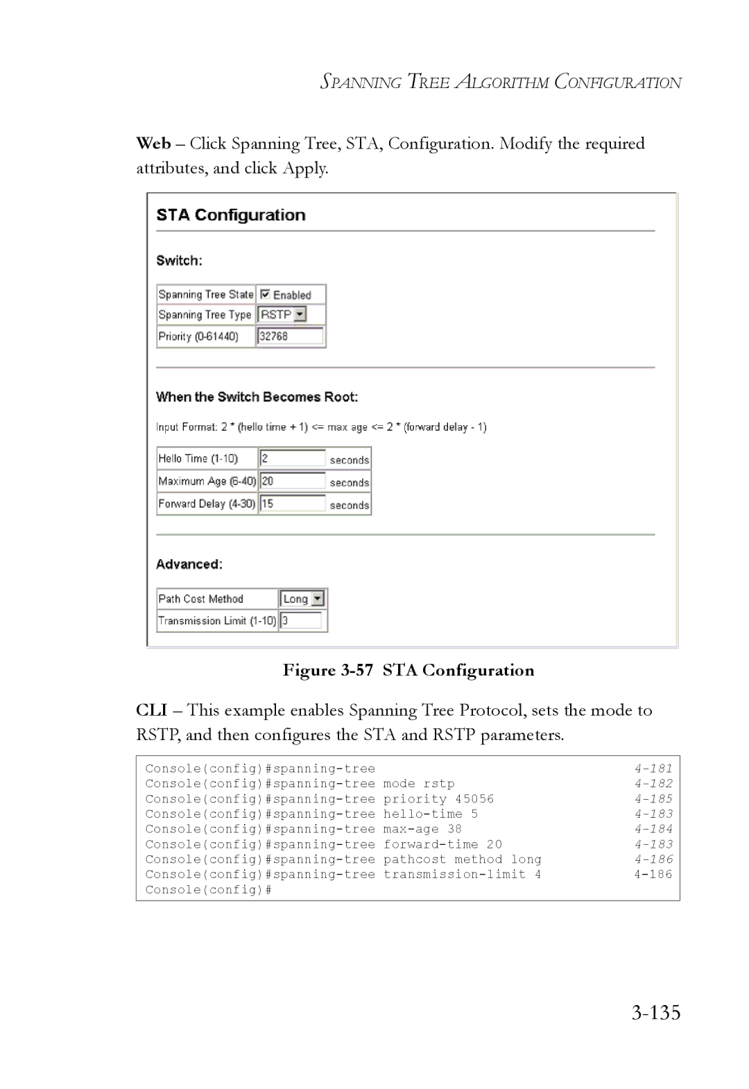 SMC Networks SMC6224M manual 135, STA Configuration 